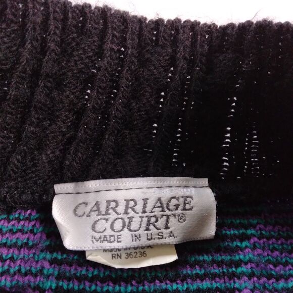Vintage Carriage Court Sweater Black Purple Blue Scroll Retro Women's Large - Picture 5 of 12